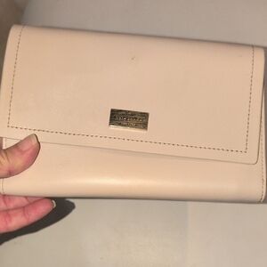 Kate Spade Cream & Bright Blue Leather Wallet - Callouts